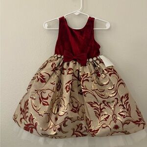 American Princess Toddler Red and Gold Holiday Christmas Dress